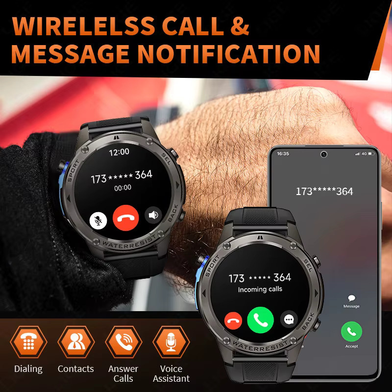 LIGE Smartwatch, GPS, 1,43 Zoll AMOLED, Schwarz, Silikon, 5 ATM - Bild 2