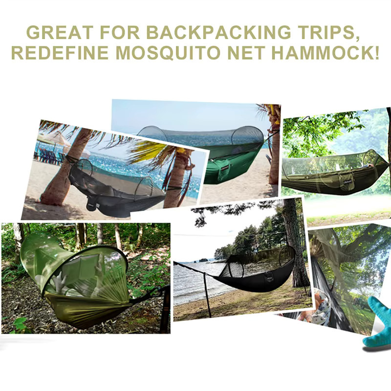 WESTTUNE Outdoor-Camping-Hängematte mit Moskitonetz in Schwarz S - Bild 5