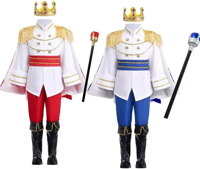 HHYRCOS Mittelalterliches Königliches Prinzen-Cosplay Komplettset, 7-teiliges Set, Blau, Fantasy - Bild 1