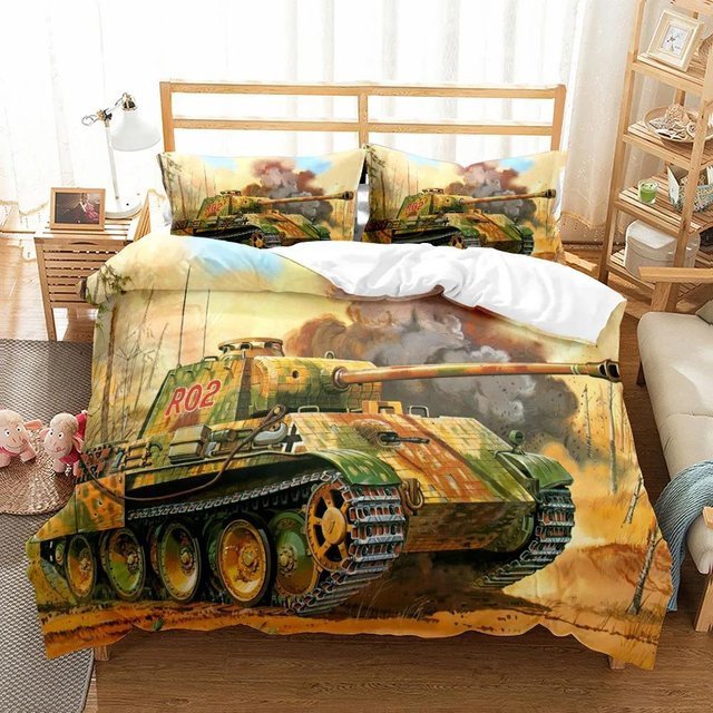 Bettwäsche-Set Lodestar mit Militärpanzer-Motiv für Kinder, Mikrofaser, Mehrfarbig, B/H: 135 x 200 cm - Bild 1