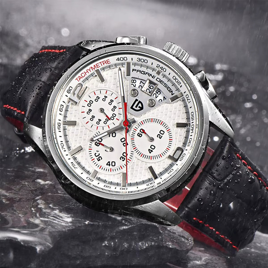 PAGANI DESIGN Chronograph, Quarz, Edelstahl, Leder, Herren - Bild 4