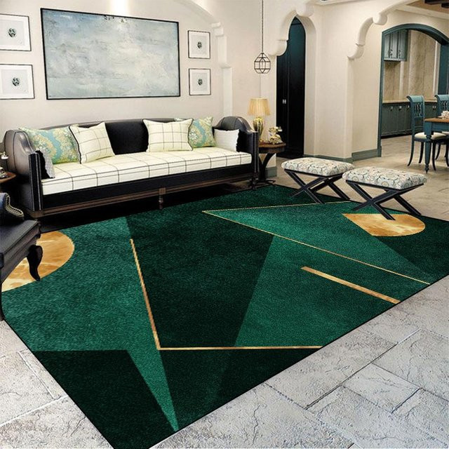 Karpetti Luxusteppich in Dunkelgrün, moderner geometrischer Teppich für Wohnzimmer und Schlafzimmer, weich und rutschfest, B x L: 120 x 80 cm - Bild 1