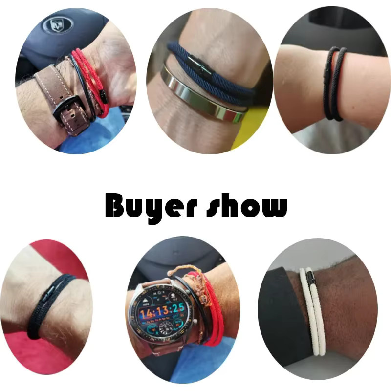 Armband Noter, Doppel Schicht, Seil, Magnet Schnalle, Schwarz, Herren - Bild 1