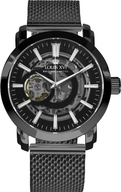 Louis XVI Herrenuhr Automatik, Edelstahl, 44 mm, Schwarz, 5 ATM - Bild 1