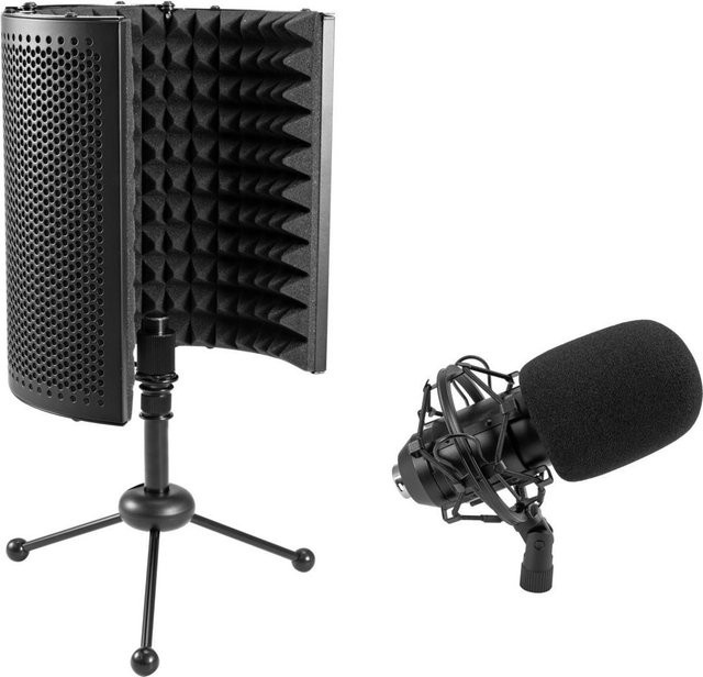 Omnitronic Set MIC CM-78MK2 Großmembran-Kondensatormikrofon mit AS-04 Tisch-Mikrofon-Absorbersystem in Schwarz - Bild 1