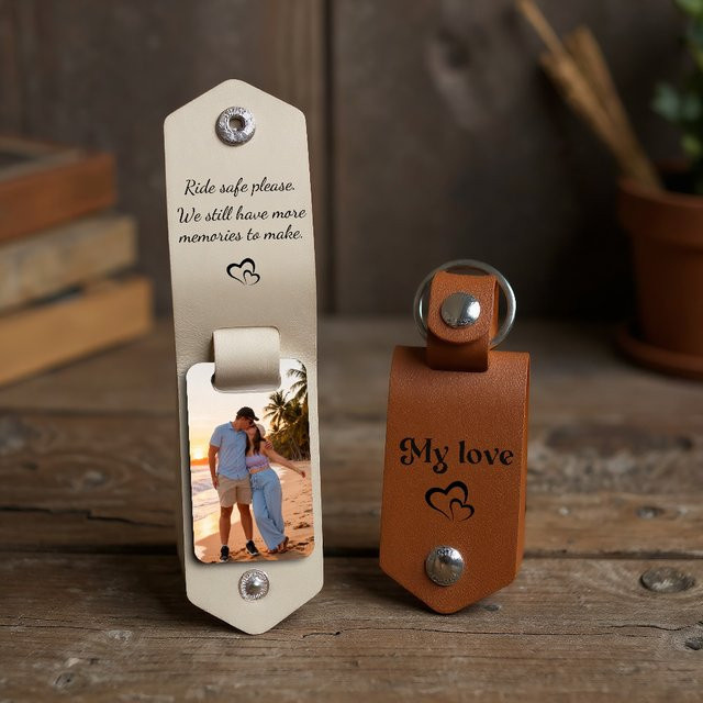 LENNIK Schlüsselanhänger Leder, Personalisierter Foto-Schlüsselanhänger, Unisex - Bild 1