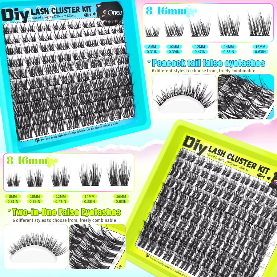ORREUI Wimpern-Cluster-Extensions Set, D-Curl, Damen - Bild 4