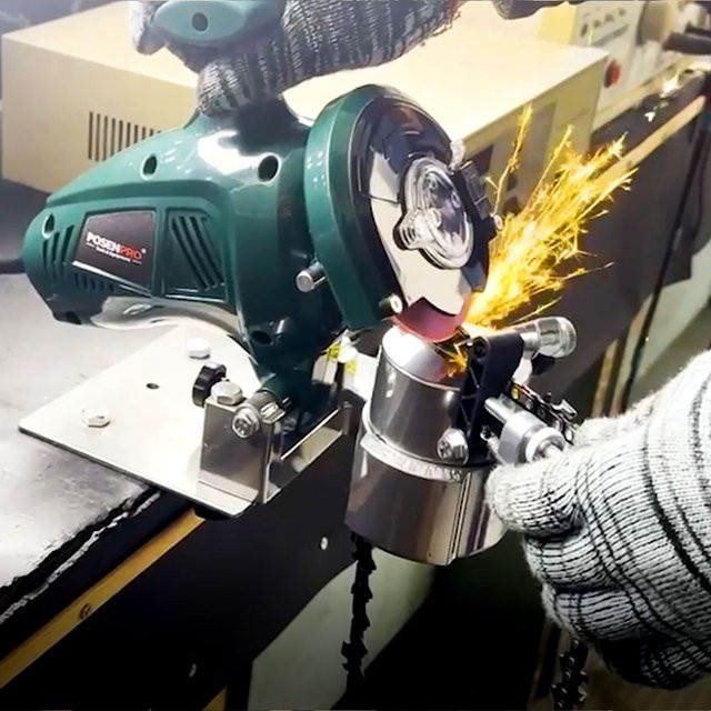 POSENPRO Elektrischer Kettenschärfer mit 250W Aluminiumbasis und einstellbarem Winkel für Benzin- und Elektrokettensägen - Bild 1