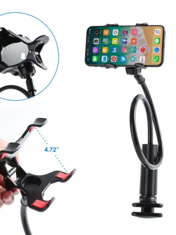 Flexibler Lazy Phone Holder Schwanenhalshalterung mit 360 Grad Drehung und Klemmständer für iPhone und Android in Schwarz - Bild 5