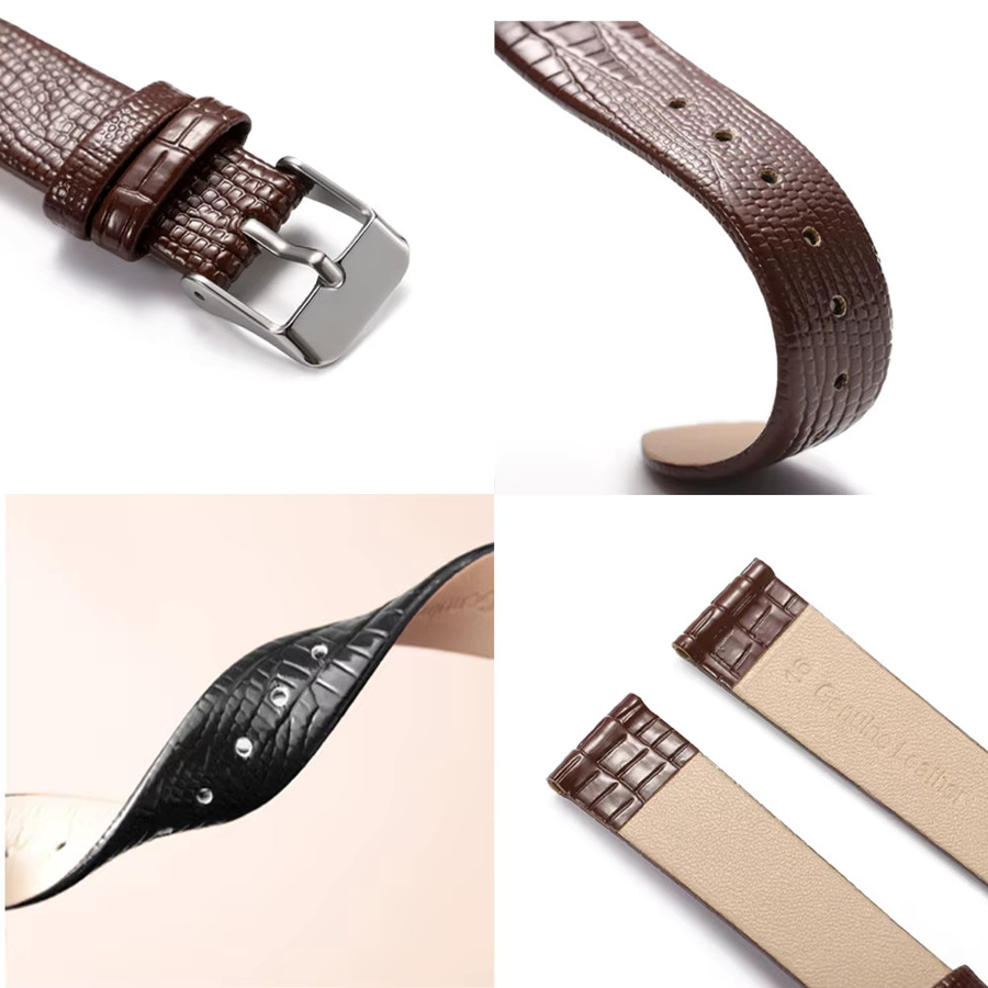 Uhrenarmband Leder, Eidechsenmuster, Schwarz, Damen - Bild 2
