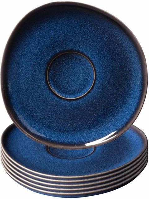 Villeroy & Boch like. Kaffeeuntertassen Lave Blau aus Steinzeug, 6er Set, Durchmesser: 15,2 cm - Bild 1