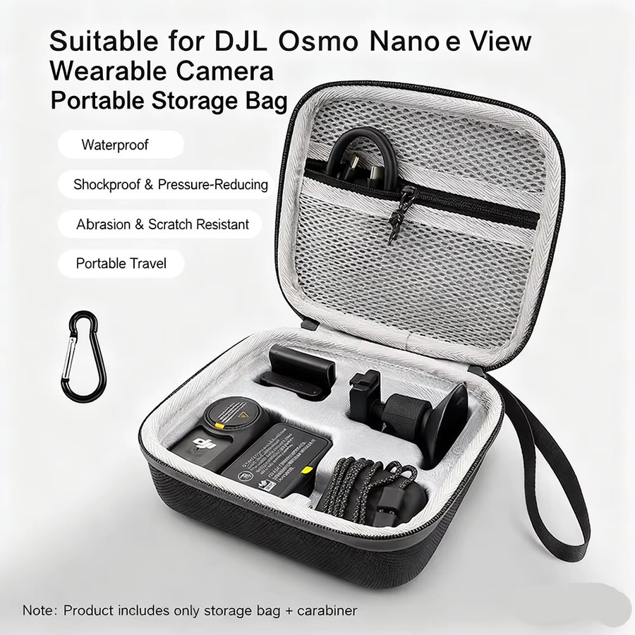 Vlong Aufbewahrungstasche für DJI Osmo Nano, harte und wasserabweisende Tragetasche aus Oxford-Gewebe in Schwarz - Bild 2