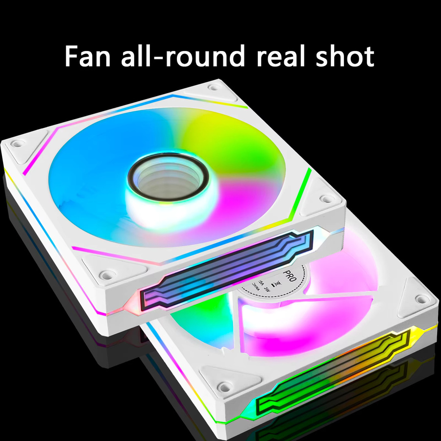 Manmu RGB Computergehäuse-Lüfter 120 mm, weiß, 12 V Luftkühler für PC-Gaming - Bild 4