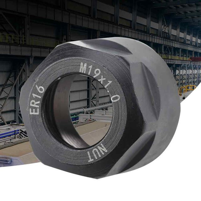 Spannmutter A&M für CNC-Fräsfutterhalter Drehbank ER16, Typ M19*1.0, Schwarz - Bild 1