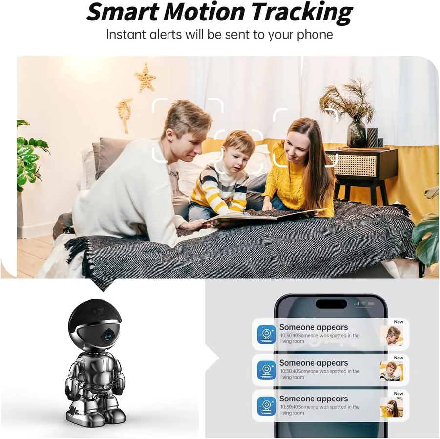 WESECUU 2K HD Innen-Sicherheitskamera mit Dual-Band WiFi, Schwenk-Neige-Funktion, IR-Nachtsicht, Bewegungserkennung und Zwei-Wege-Audio als Baby- oder Tier-Monitor, Alexa-kompatibel - Bild 3