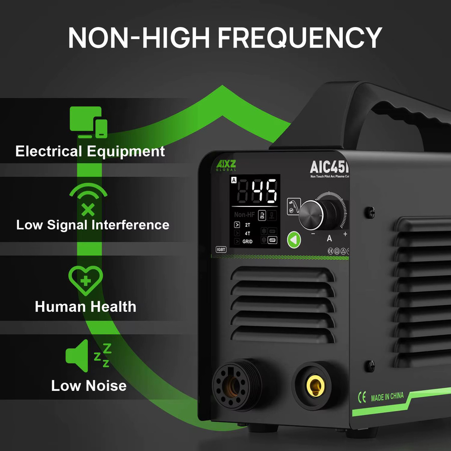 AIXZ AIC45II Plasmaschneidgerät in Schwarz mit HF-freiem berührungslosen Pilotbogen, IGBT-Inverter und 2T/4T Funktion für das Schneiden von 8-16 mm, 220V 240V - Bild 2