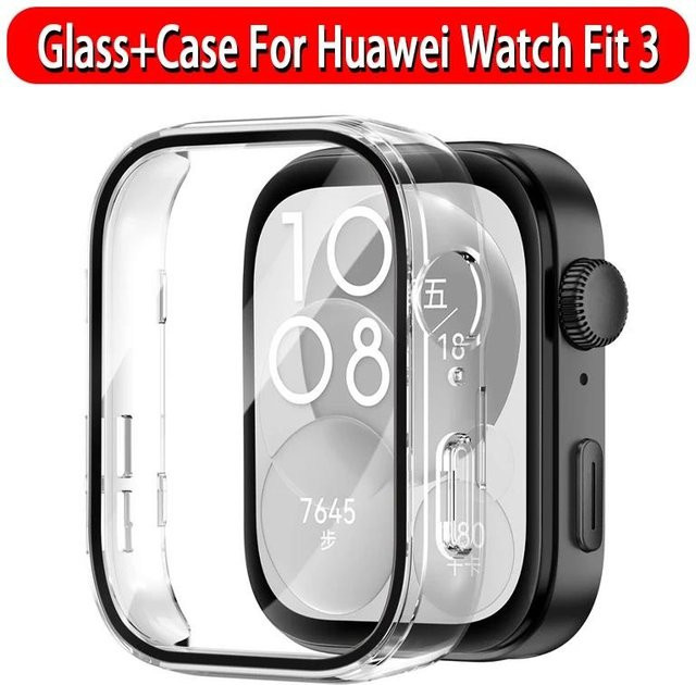JBAILI Uhrenhülle für Huawei Watch Fit 3, Glas und Kunststoff, Schwarz - Bild 1