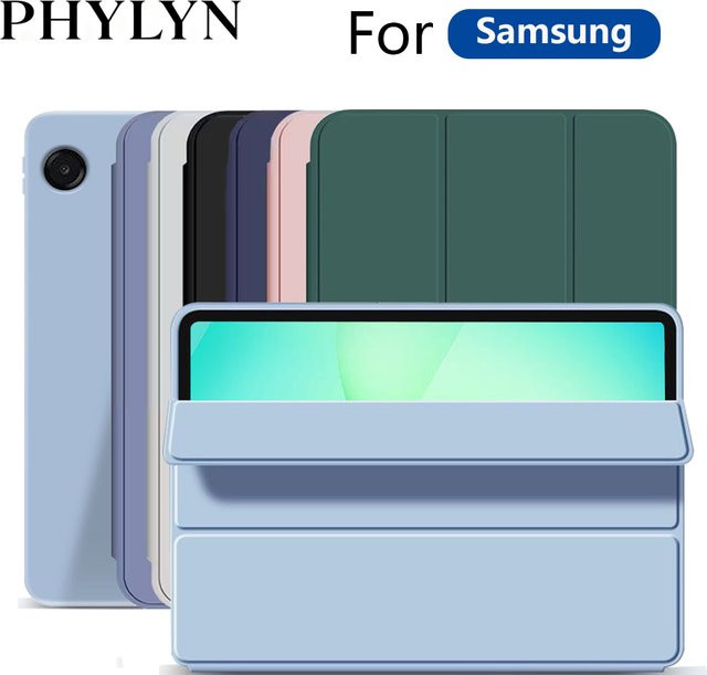 Samsung Tablet Hülle mit Auto Wake/Sleep Funktion, dreifach gefaltete Schutzhülle in Grau oder Weiß - Bild 1