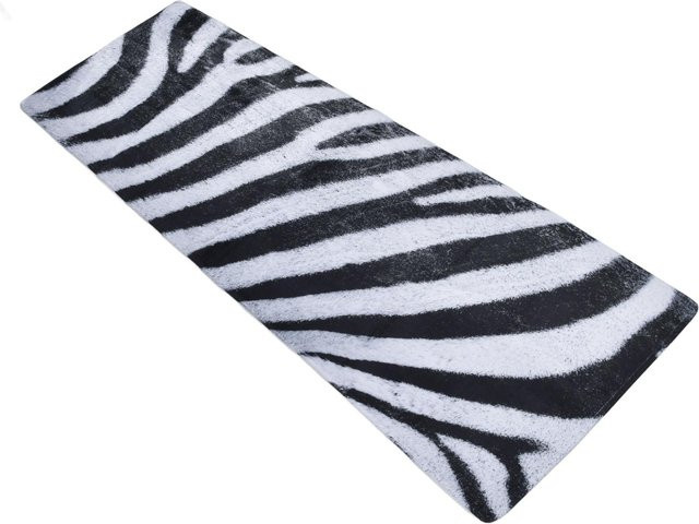 Rutschfeste und saugfähige Bodenmatte von KONNWEI in Schwarz und Weiß mit modernem Streifenmuster für Badezimmer und Küche - Bild 1