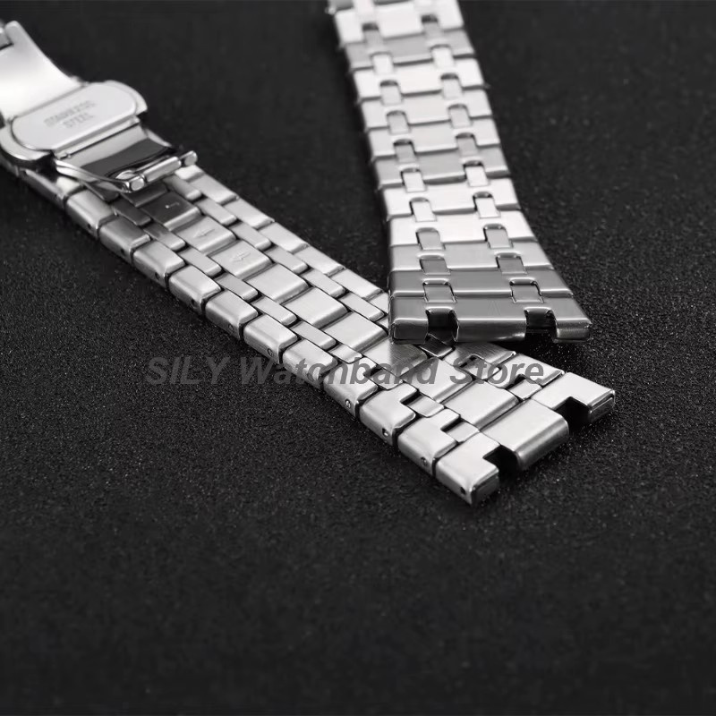 Uhrenarmband Edelstahl, Faltschließe, 26mm, Silber, Unisex - Bild 2
