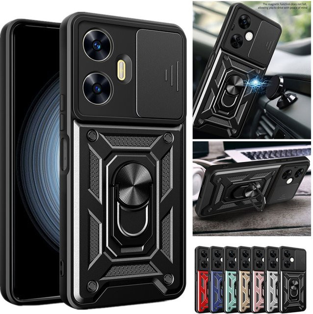 Heavy Duty Schutzhülle für OPPO A79 A78 A77 A58 und Realme Note 60 70 4G mit 360-Grad-Kickstand und Kameraschutz in Schwarz von Gusakov - Bild 1