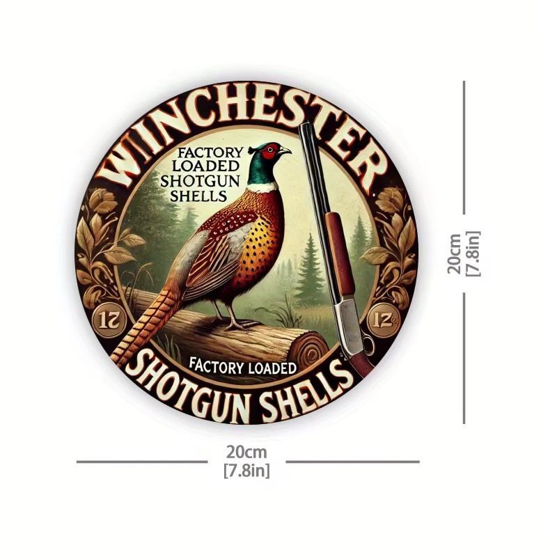 Potdemiel Winchester Shotgun Shells Vintage Wandschild aus Metall, Rund, Braun/Mehrfarbig, Durchmesser: 19,81 cm - Bild 2