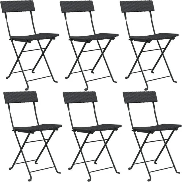 6er Set vidaXL Bistrostühle klappbar aus schwarzem PE-Rattan und pulverbeschichtetem Stahl - Bild 1