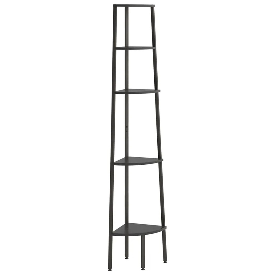vidaXL Eckregal mit 5 Ablagen in Schwarz, modern und matt, B/T/H: 45,5 x 31,5 x 180 cm - Bild 2