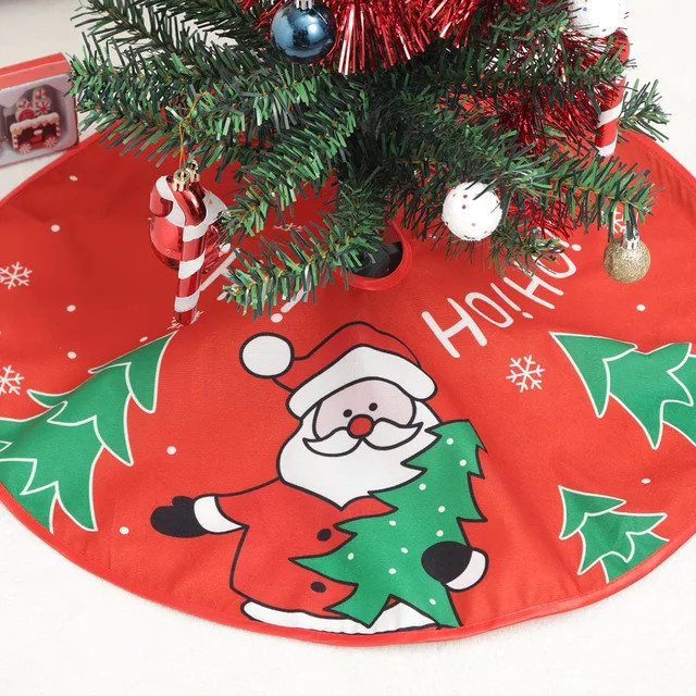 Exquisiter Weihnachtsbaumrock mit floralem Print in Rot zur Dekoration deines Weihnachtsbaums - Bild 1