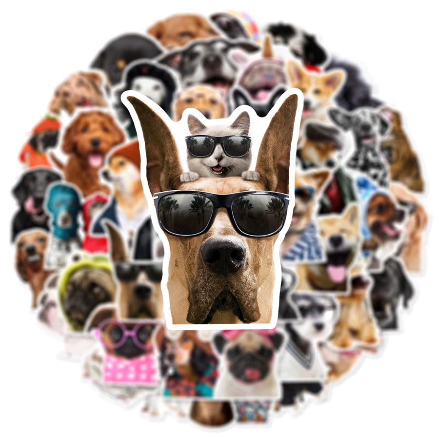 50 Stück Cartoon-Hunde-Aufkleber aus PVC in Mehrfarbig für Kinder und Scrapbooking-Dekorationen - Bild 2