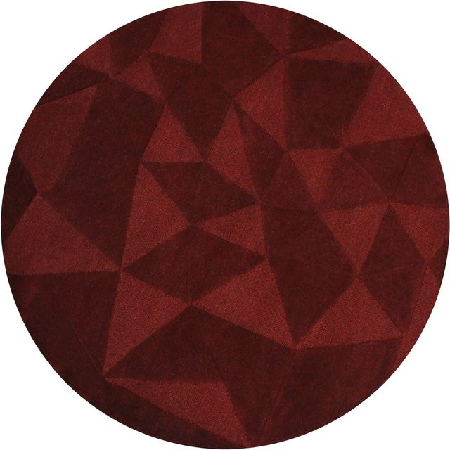 Wollteppich Kadima Design in Rot mit Hoch-Tief-Effekt, Durchmesser: 160 cm - Bild 1