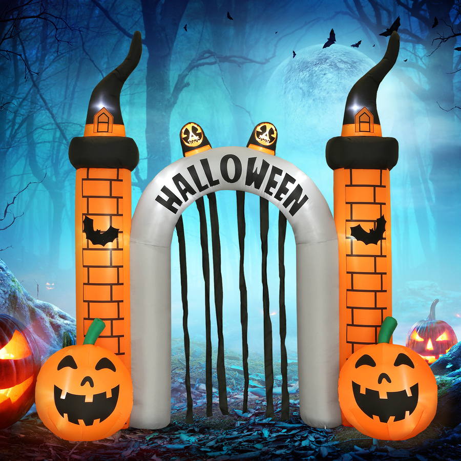 Outsunny Aufblasbarer Halloween Torbogen mit LED, Geister und Kürbis, Orange, 322 cm - Bild 2