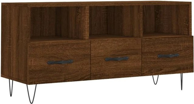 vidaXL TV-Schrank in Braun Eichen-Optik aus Holzwerkstoff und Eisen, B/T/H: 102 x 36 x 50 cm - Bild 1