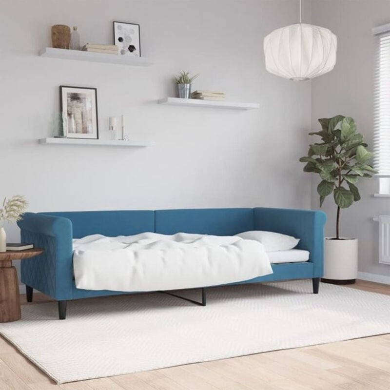 Vidaxl Polsterbett Tagesbett aus Samt und Metall in Blau, B/T/H: 200 x 80 x 229 cm - Bild 1