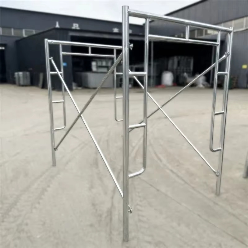 Verzinktes H-Rahmen-Gerüstensystem aus Stahl als mobile Metallleiter für den Bau in Blau und Silber - Bild 2