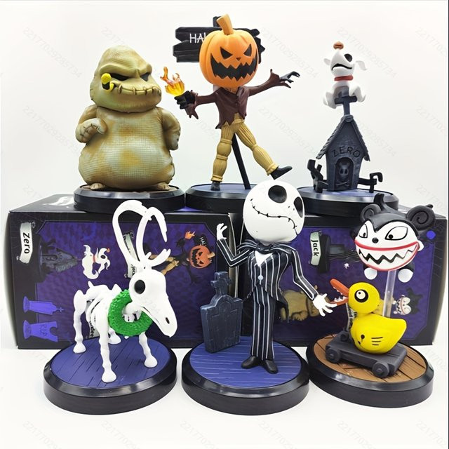 MINISO Disney Jack Skellington Halloween Actionfiguren Blind Box Set, Mehrfarbig, 6 Stück - Bild 1