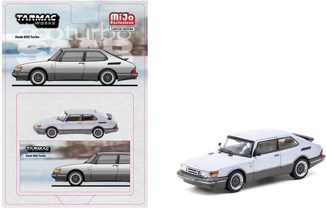 Tarmac Works Saab 900 Turbo, Diecast Modellauto, Silber, 1/64 - Bild 1