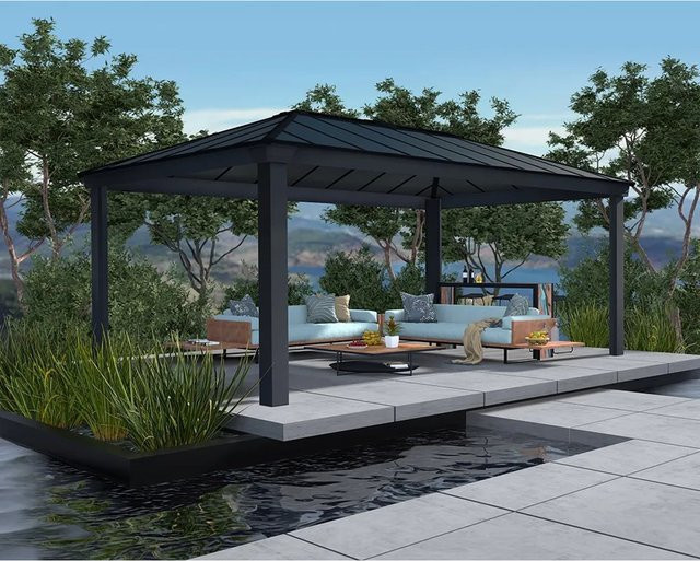 Palram - Canopia Dallas Gartenpavillon Anthrazit B: 610 cm, T: 430 cm, H: 430 cm - Bild 1