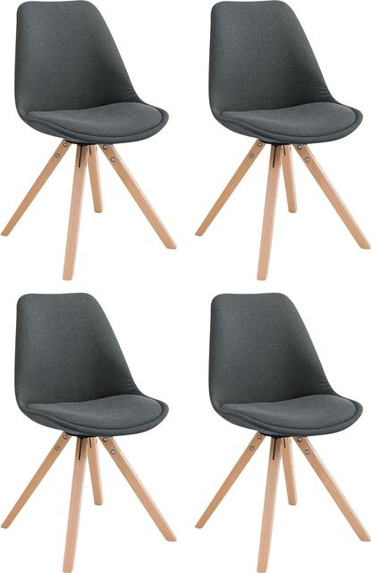 TPFLiving 4er Set Besucherstühle Toulon in Dunkelgrau mit Holzgestell aus Buche, B/T/H: 56 x 83 x 120 cm - Bild 1