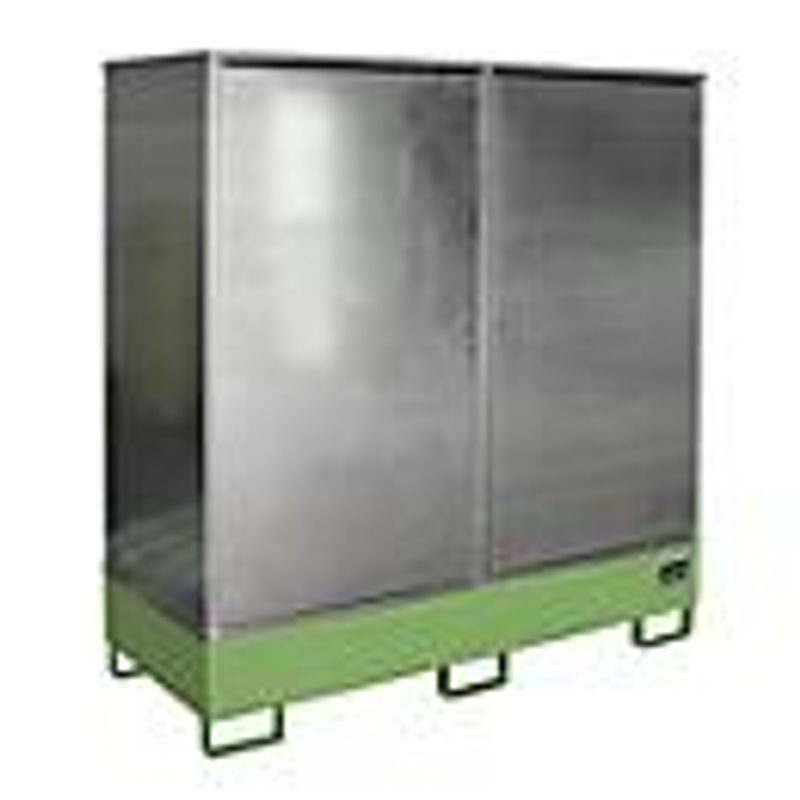 Gefahrstoffschrank Bauer Südlohn GS-2 aus Stahlblech für 2 x 200 l Fässer, grün, B/T/H: 168,0 x 69,0 x 178,0 cm - Bild 2