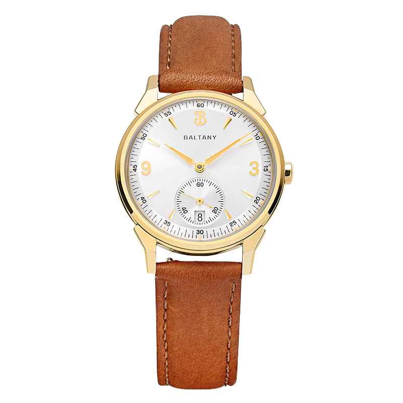 Baltany Armbanduhr, Automatik, 36 mm, Gold, Leder, Herren - Bild 2