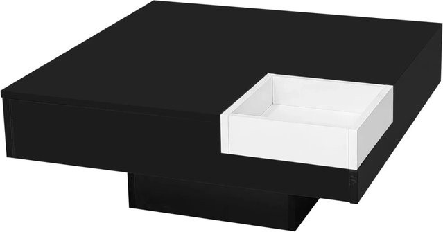 Couchtisch PXloue in Schwarz mit Hochglanz-Finish, LED-Beleuchtung und abnehmbarer Aufbewahrungsbox, B/T/H: 72 x 72 x 30 cm - Bild 1