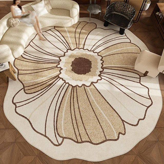 Karpetti Retro Teppich in Blumenform, waschbarer und rutschfester Dekoteppich für Wohnzimmer und Schlafzimmer, Multicolour, B/B: 80 x 80 cm - Bild 1