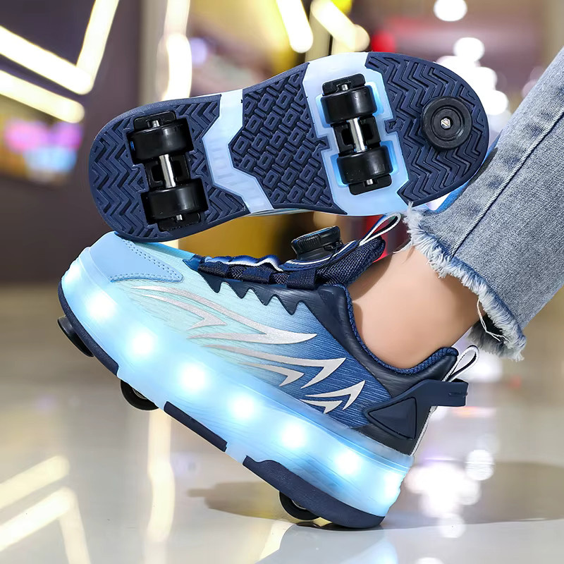 GENKCOAT Kinder-Rollschuhe, mit Bremse, LED-Leuchträder, USB-Aufladung - Bild 1