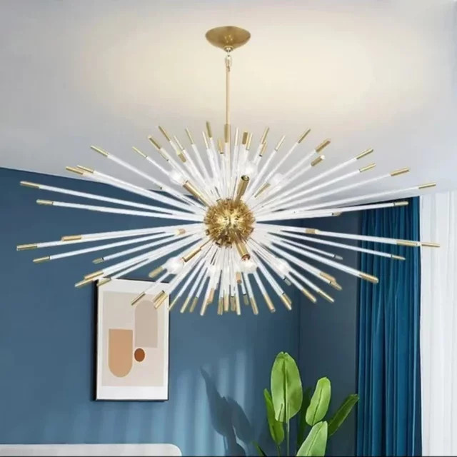 JIANKEXING Designer-Luxus-Kristall-LED-Pendelleuchte in Gold mit integrierter LED als kugelförmiger Kronleuchter für Kunst-Dekor-Beleuchtung - Bild 1