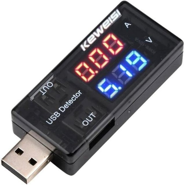 AOKIN USB Digital Voltmeter und Amperemeter mit LED-Display in Schwarz zur Messung von Spannung und Strom für 3-7,5 V und 0-2,5 A - Bild 1