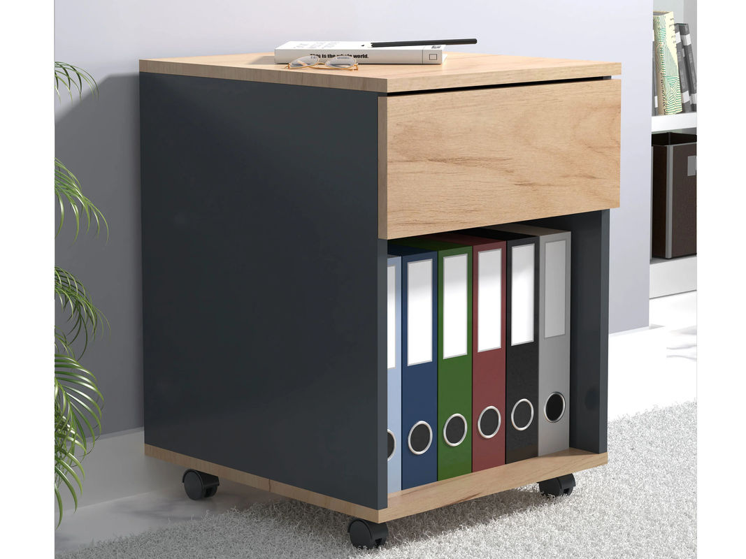 VCM Rollcontainer Dalosa in Anthrazit und Honig-Eiche mit Rollen, B/T/H: 39,0 x 45,0 x 55,0 cm - Bild 4