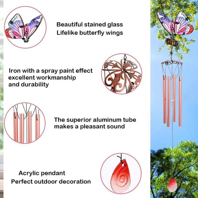 YJSTY 3D Schmetterling Wandornament aus Metall in Mehrfarbig, Handgemachter Metall-Anhänger für Outdoor und Indoor, Breite: 30 cm, Höhe: 10 cm - Bild 1