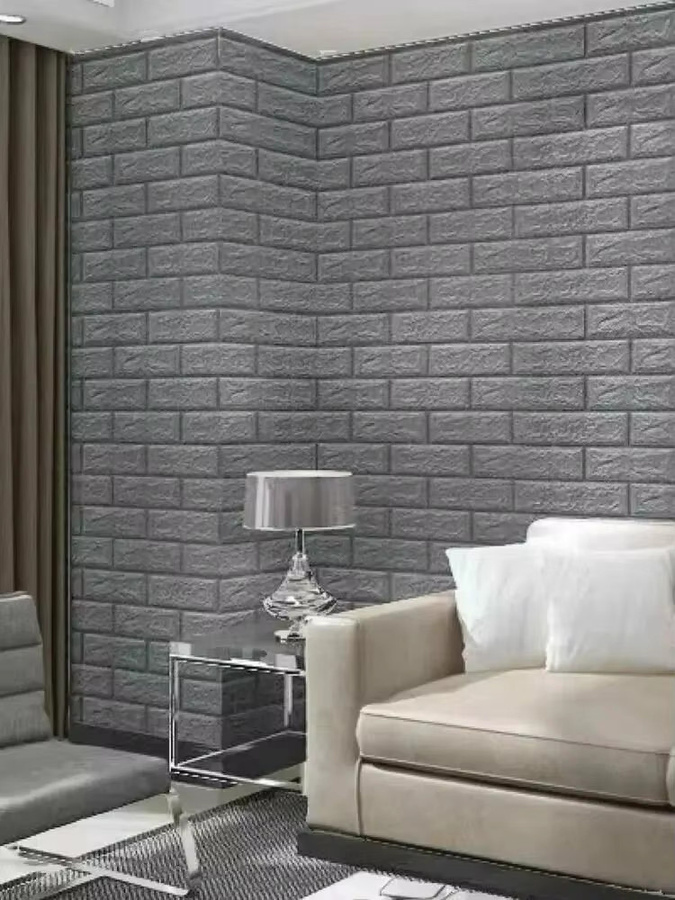 Selbstklebende 3D-Tapete in Kunstziegel-Optik für Wohnzimmer, Schlafzimmer und Badezimmer, Breite: 70 cm - Bild 5