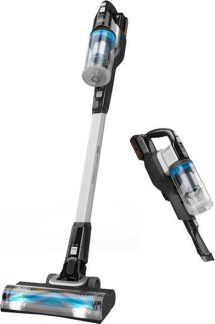 Black & Decker BHFEB520D1 Akku-Stielstaubsauger beutellos mit LED-Scheinwerfer und Anti-Tangle-Walze in Schwarz, Weiß und Transparent - Bild 1